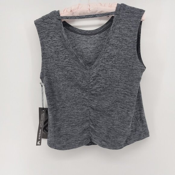 Kyodan Heather Gray Moss Jersey Short Sleeve Top Ruching - Picture 5 of 9